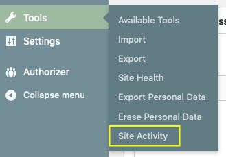 Access the tables under the "Tools" menu