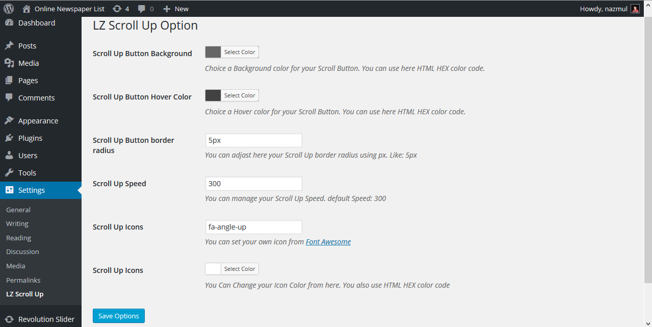 Option panal.