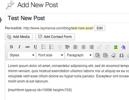 Sample usage in a new post.