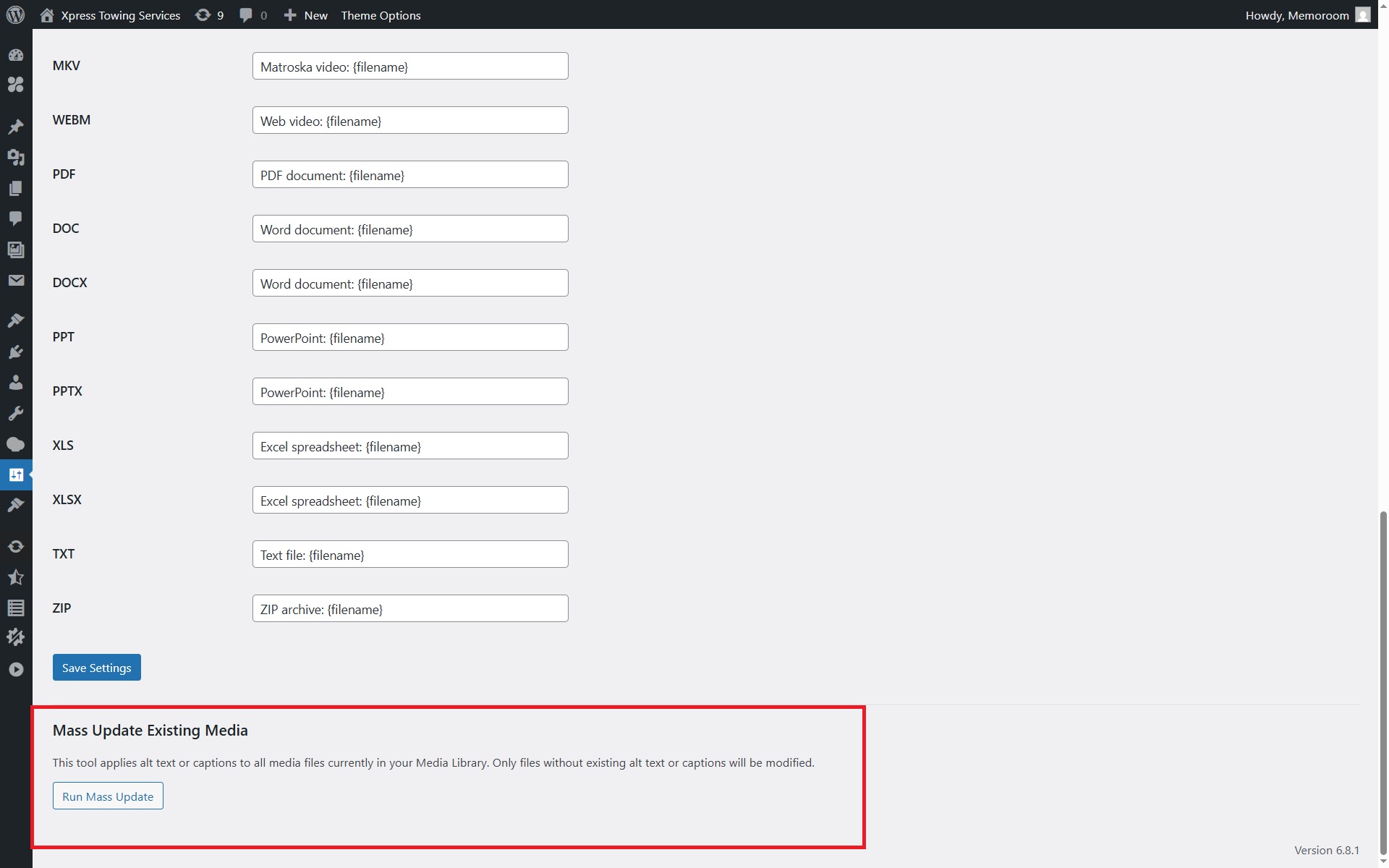 Bulk update tool for existing media files