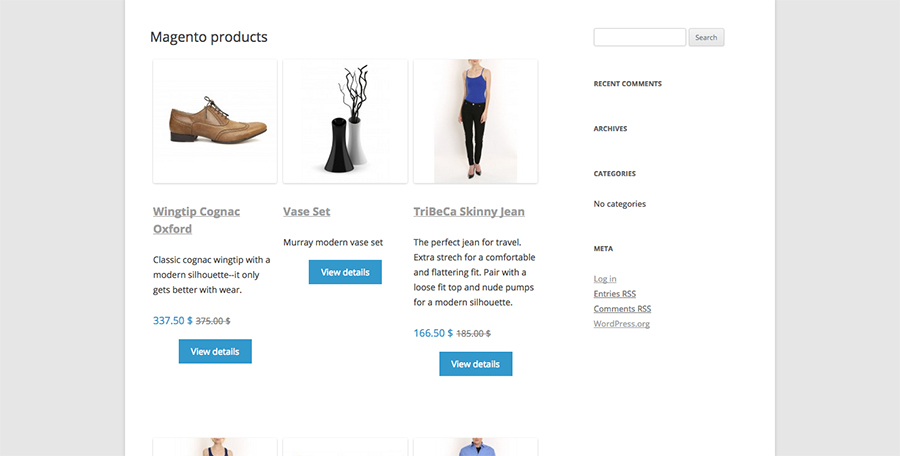 Products listing