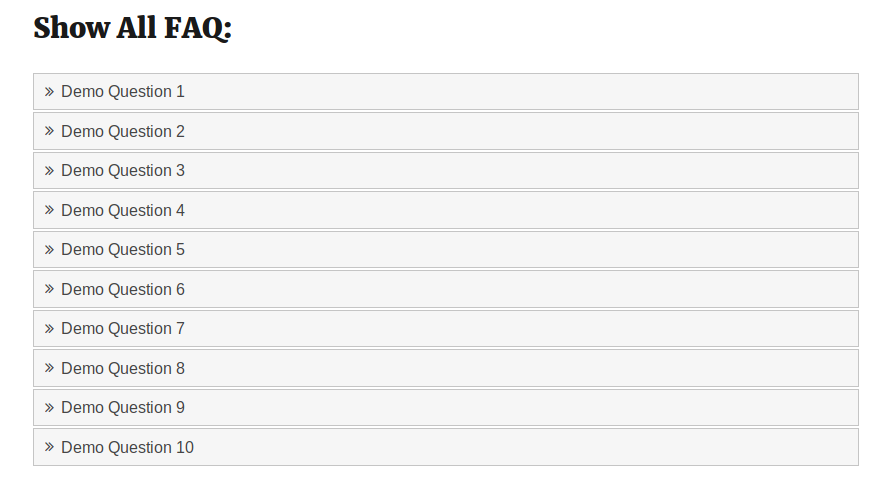Show All FAQ List.