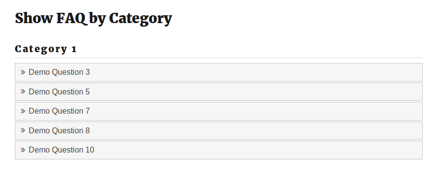 Show FAQ list of a Particular Category.