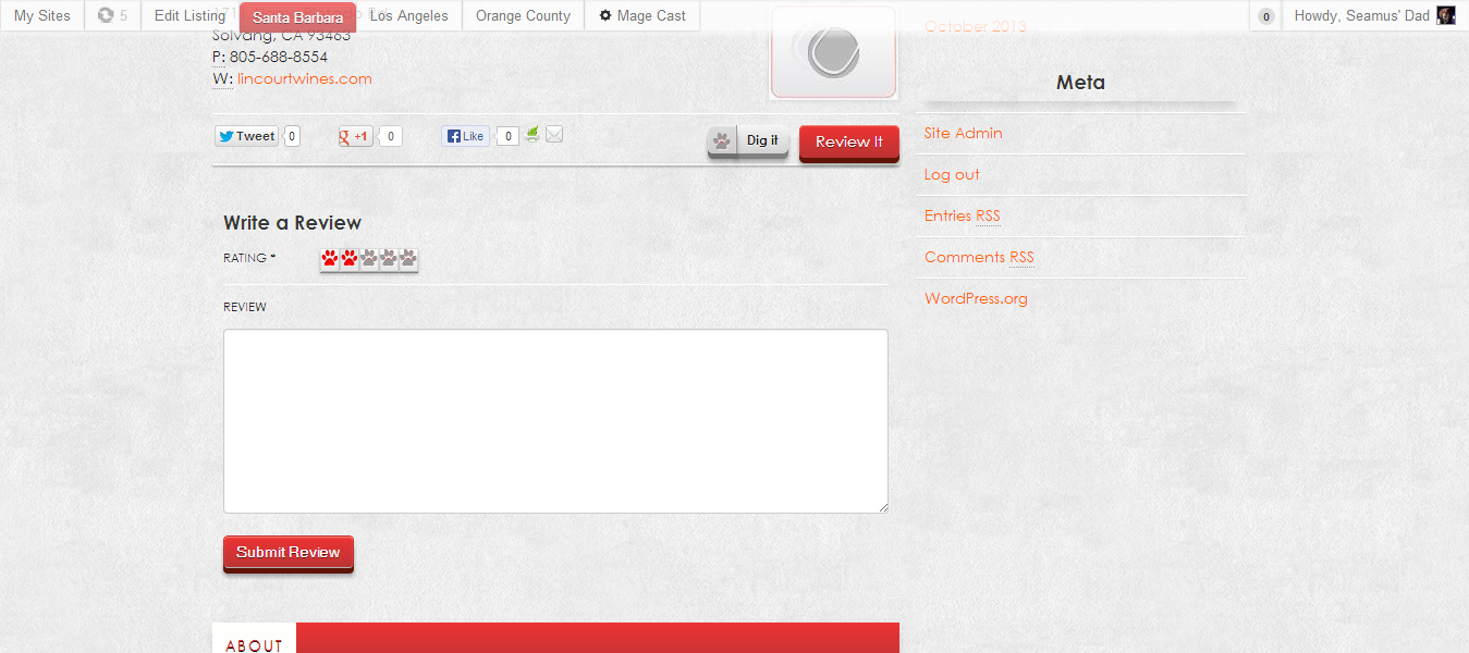 Snapshot of [Dogsniffer](http://dogsniffer.com/ "Dog Friendly Businesses Reviews").