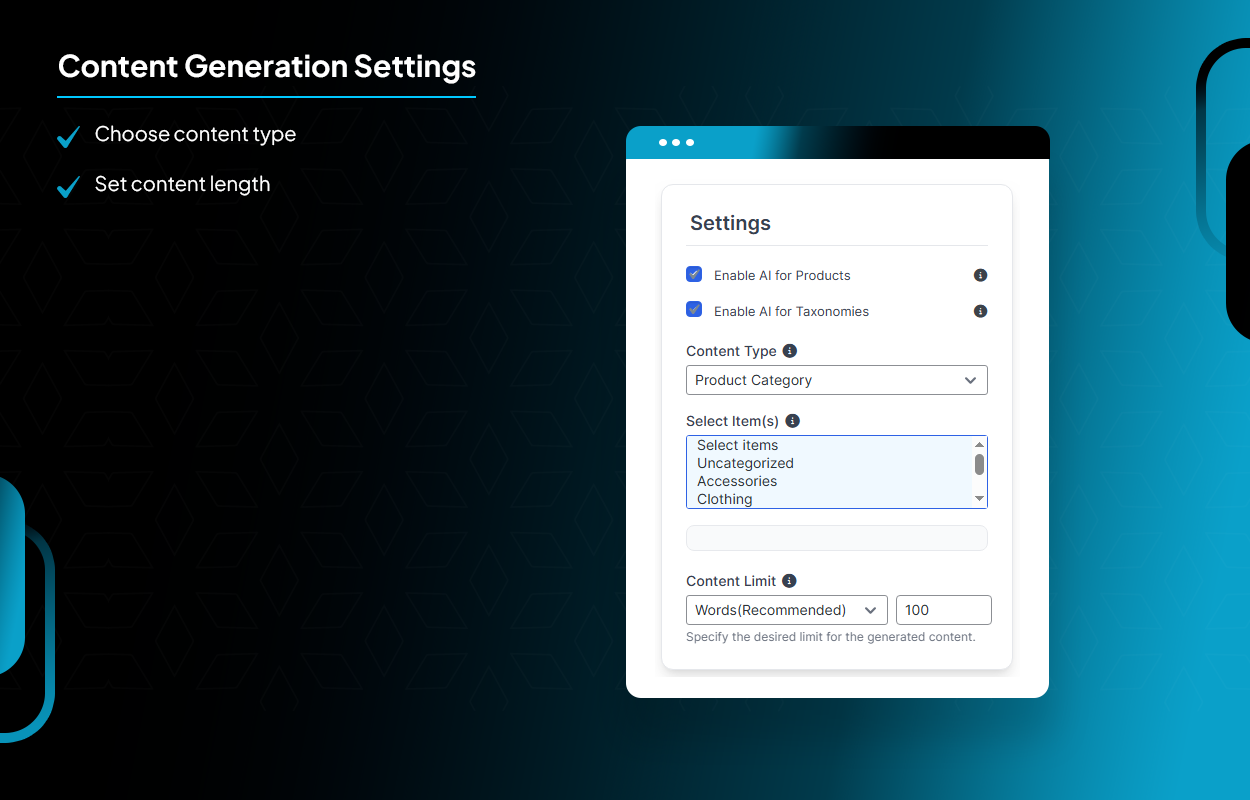 Content Generation Settings