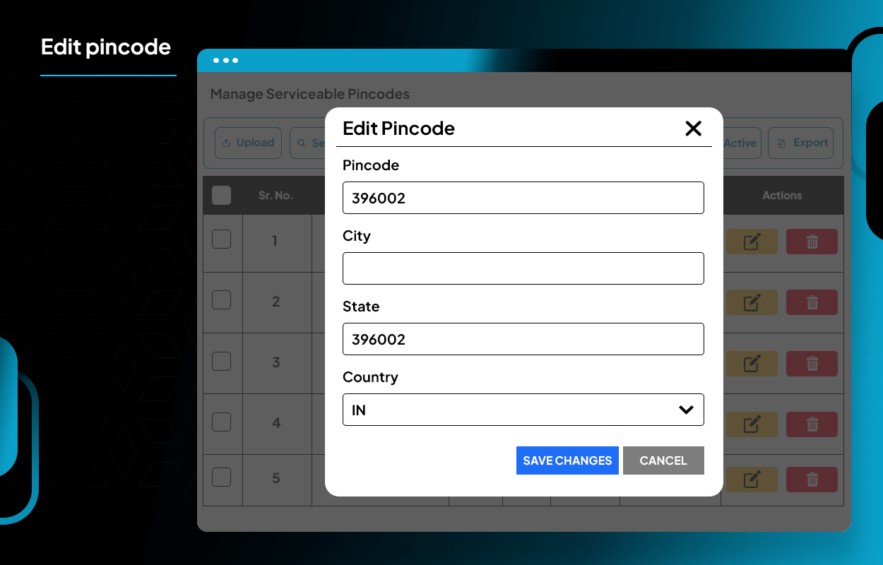 Add a new pin code manually