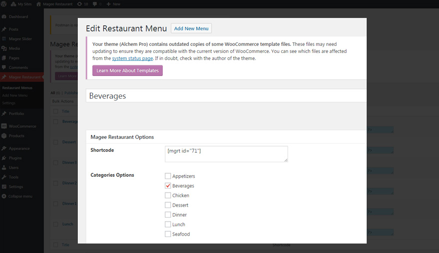 Magee Restaurant Menus.
