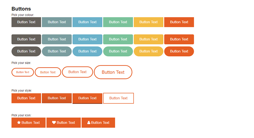 Buttons shortcode examples.