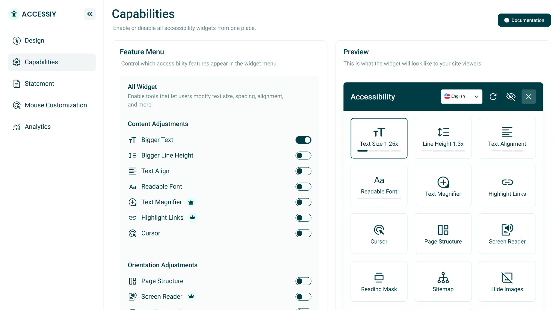 **Screen Reader**: Text-to-speech accessibility for visually impaired users.