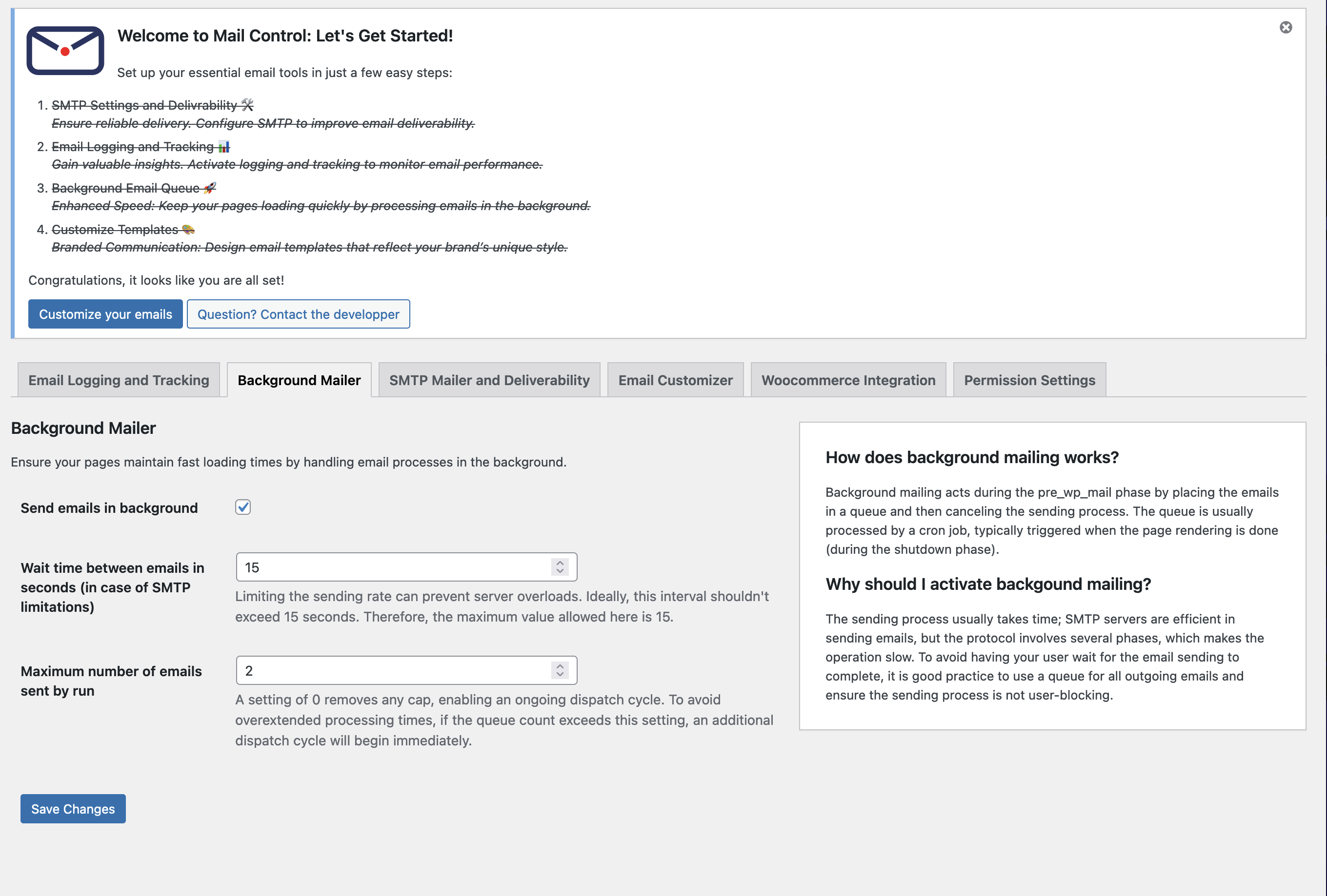 Configure Background Mailer Settings