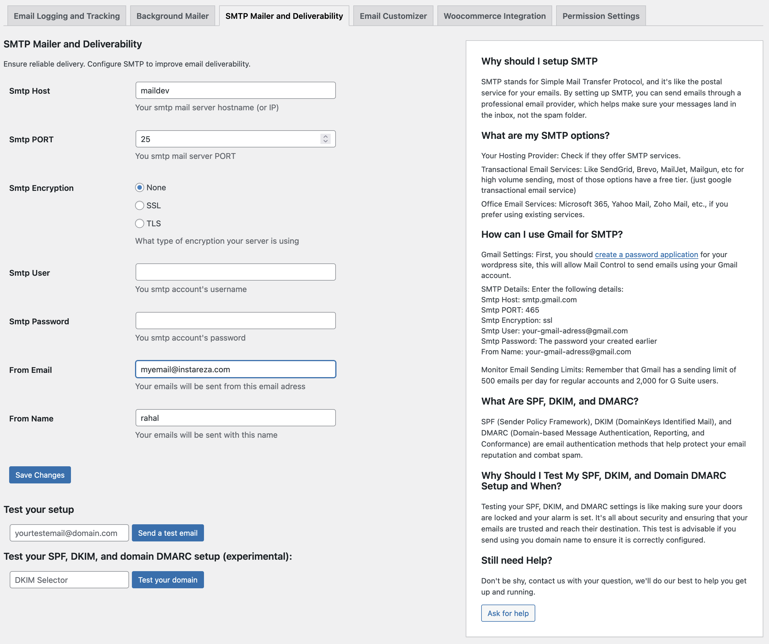Configure Smtp Mailer
