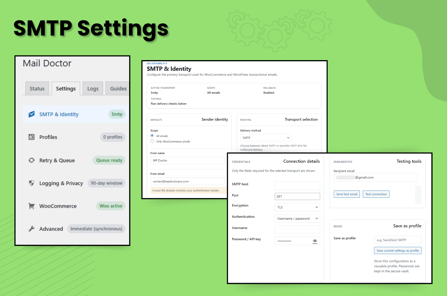 SMTP Settings: SMTP settings with multiple provider.