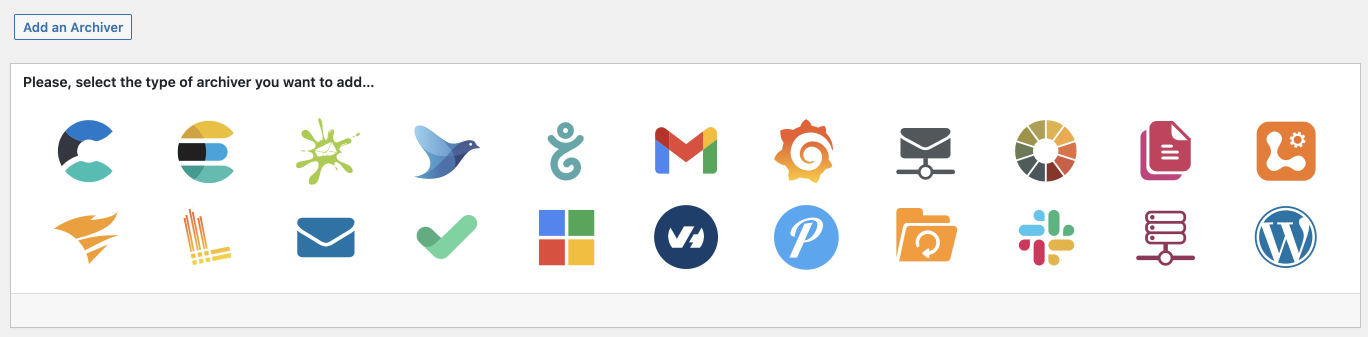 Available Archivers Types