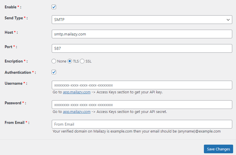 Screenshot3: Config Email service with SMTP