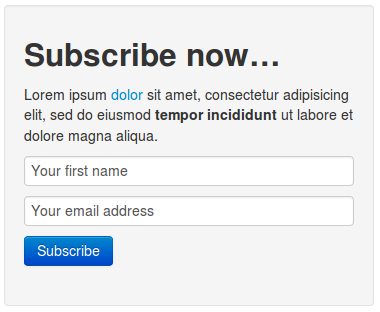 Subscription form widget (Made together with the theme called "The Bootstrap")