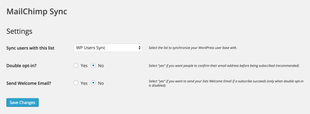Synchronization settings
