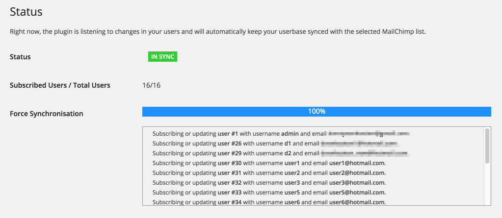 Status overview