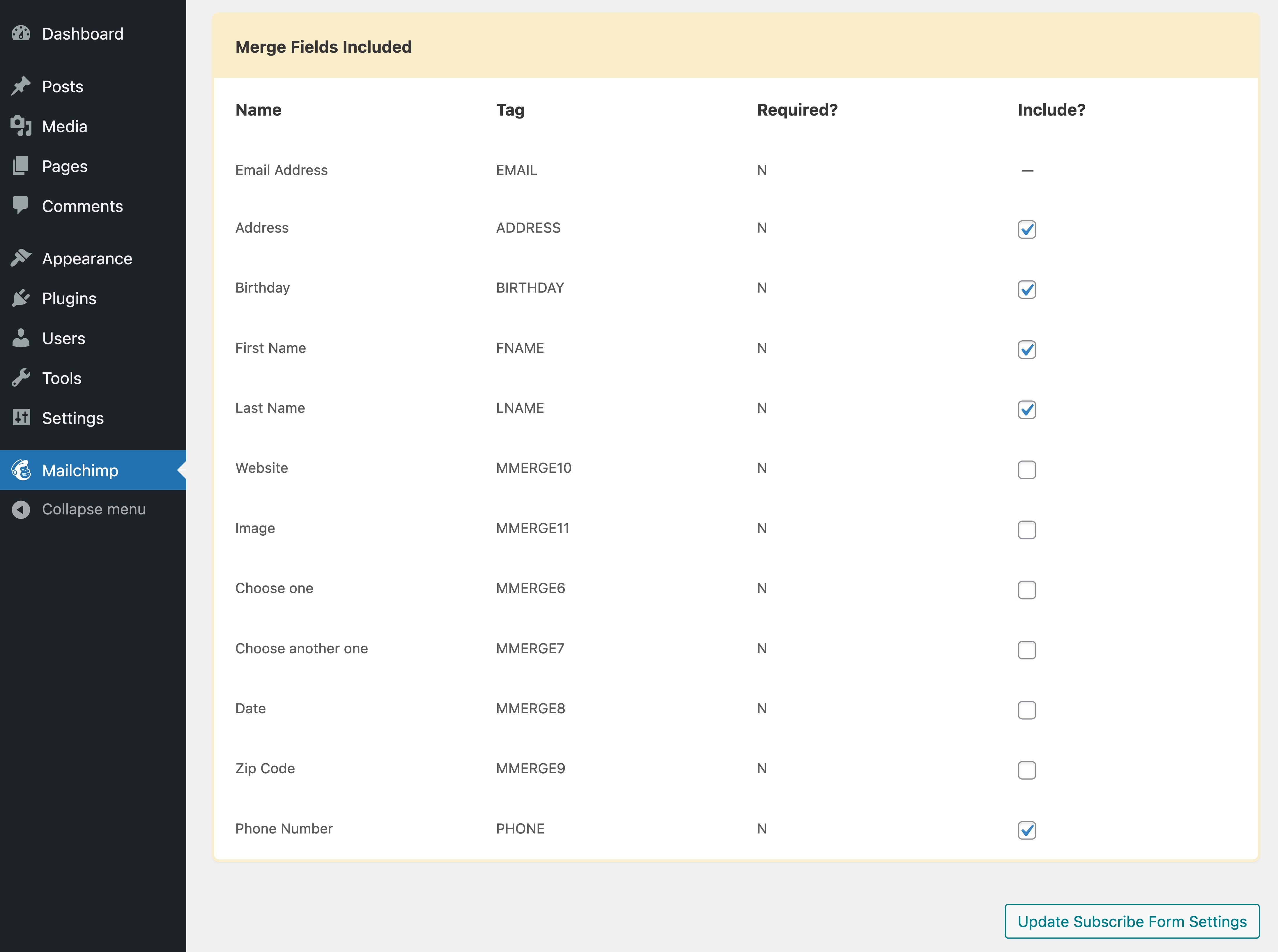 Configuring extra fields on your Signup Form (optional).