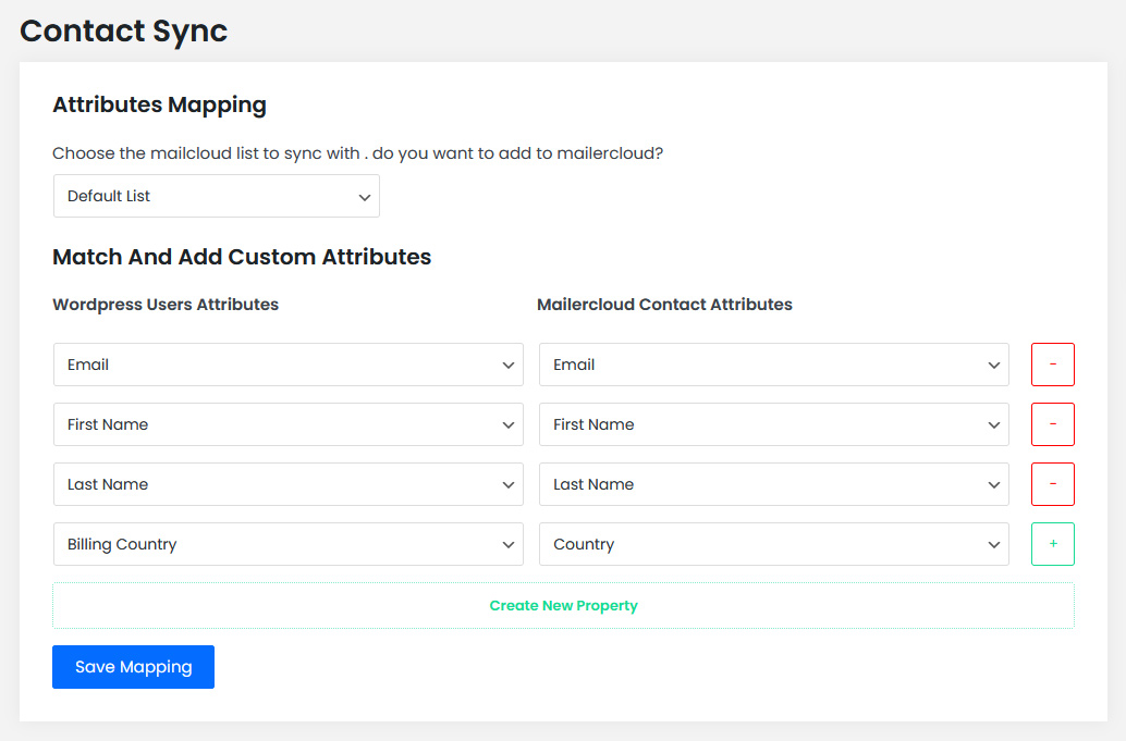 Contact attribute mapping