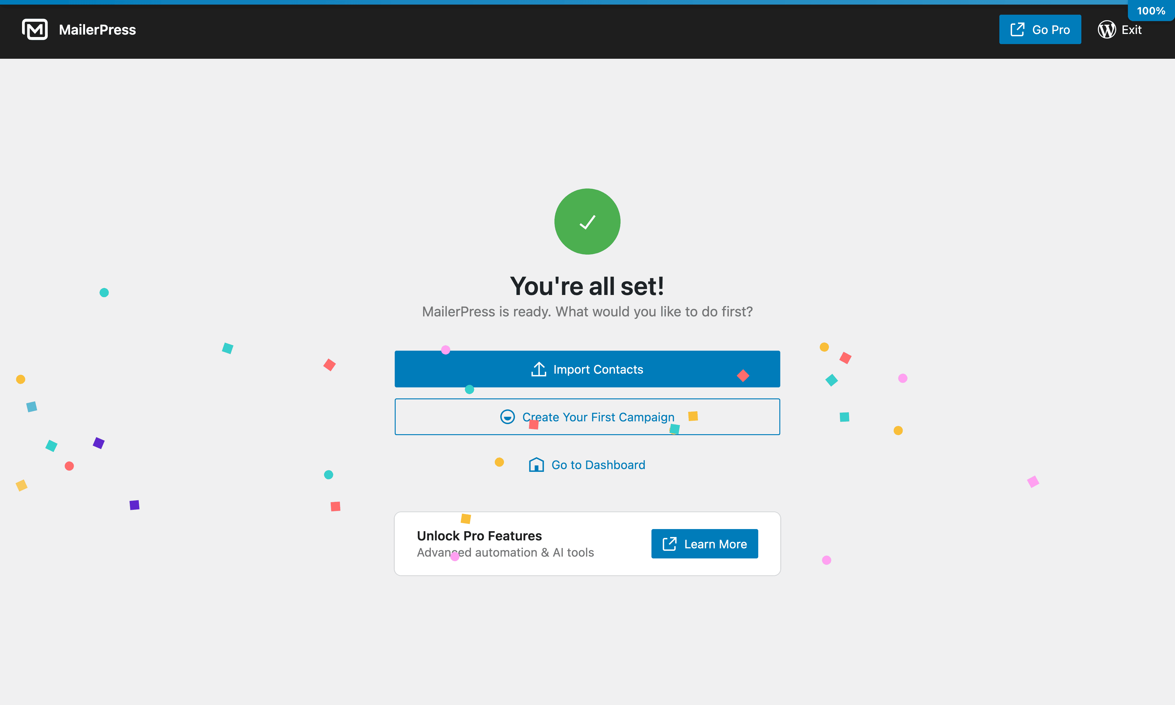 Wizard to create a new email campaign