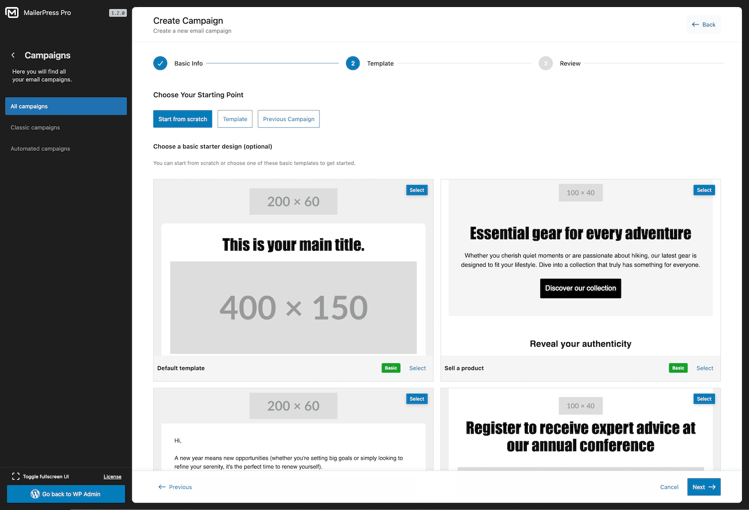 The MailerPress block editor to create your campaigns
