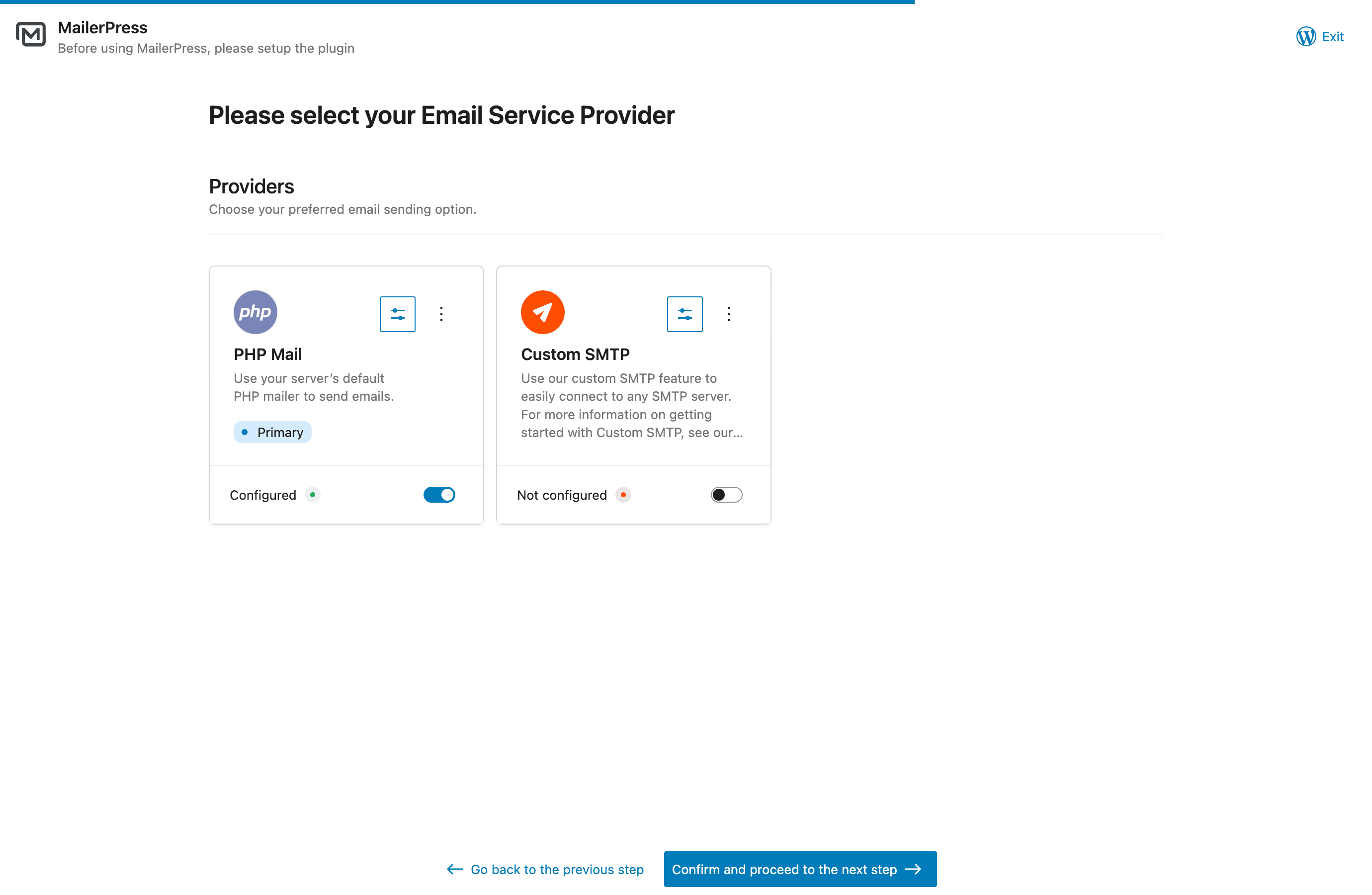 Wizard assistant to quickly get started with MailerPress