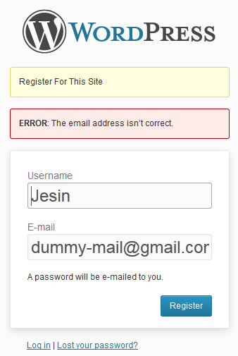 Email validation in a contact form.