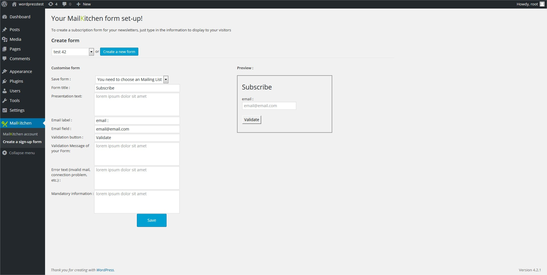 Create easely a new sign-up form