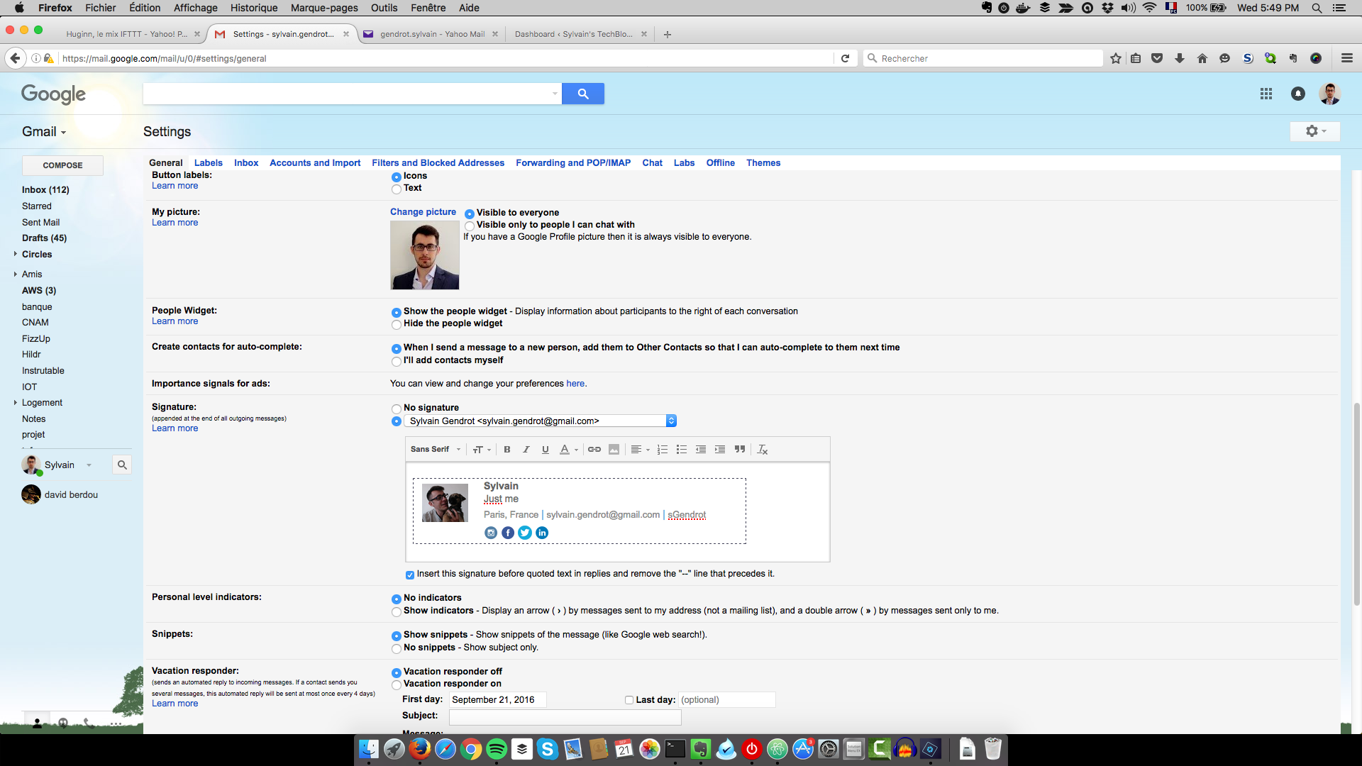 Import a mail signature in Gmail