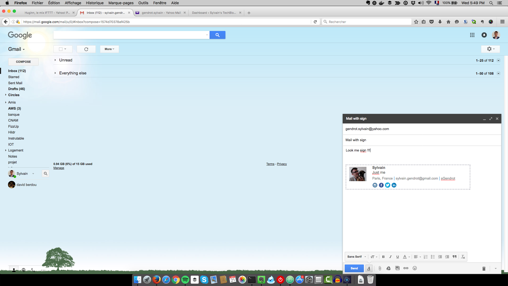 A mail with a signature in Gmail