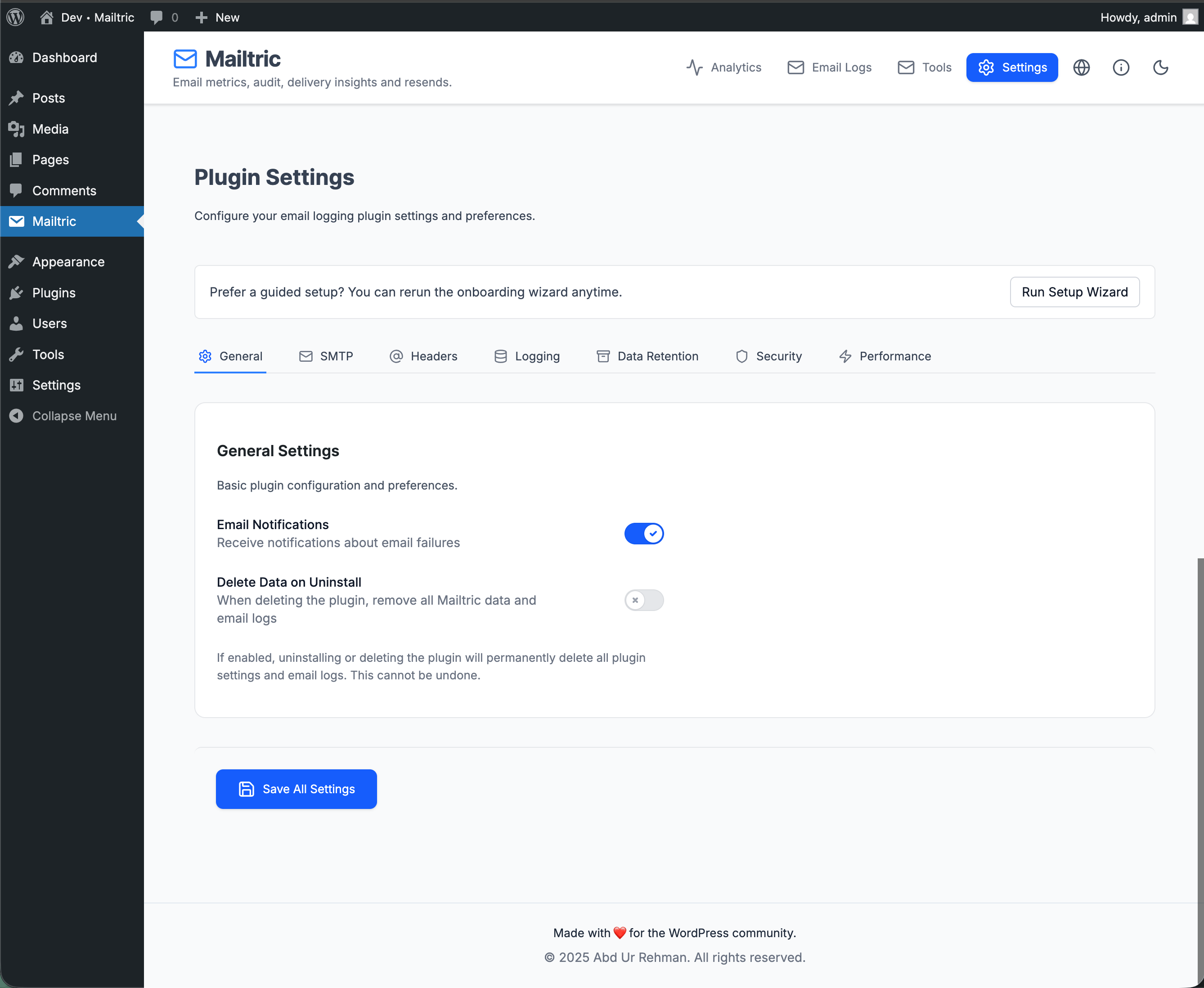 **Dashboard line chart** – time‑series view of email volume and outcomes over time.