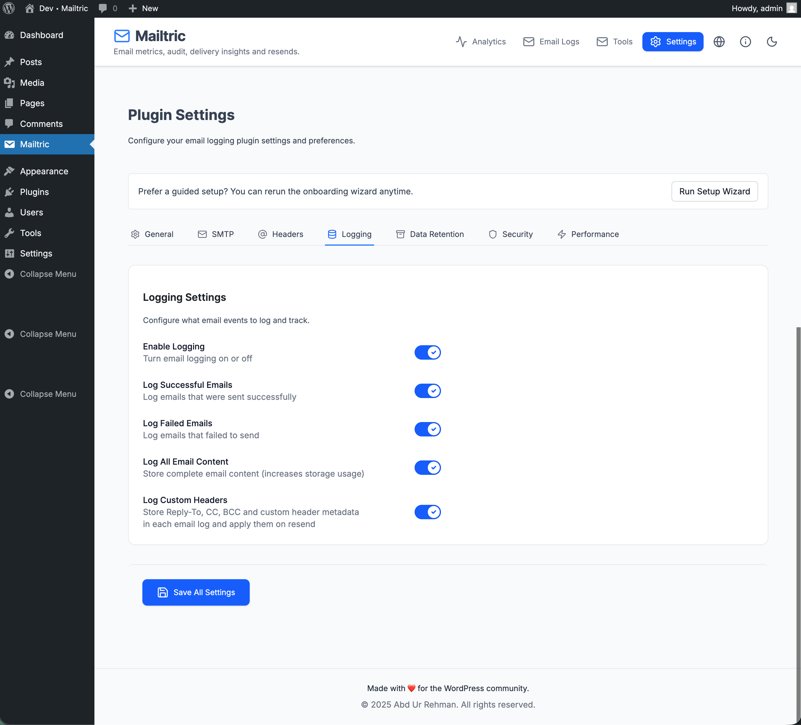 **SMTP connection test** – verify SMTP host, port, username, password and encryption; test connectivity and authentication.