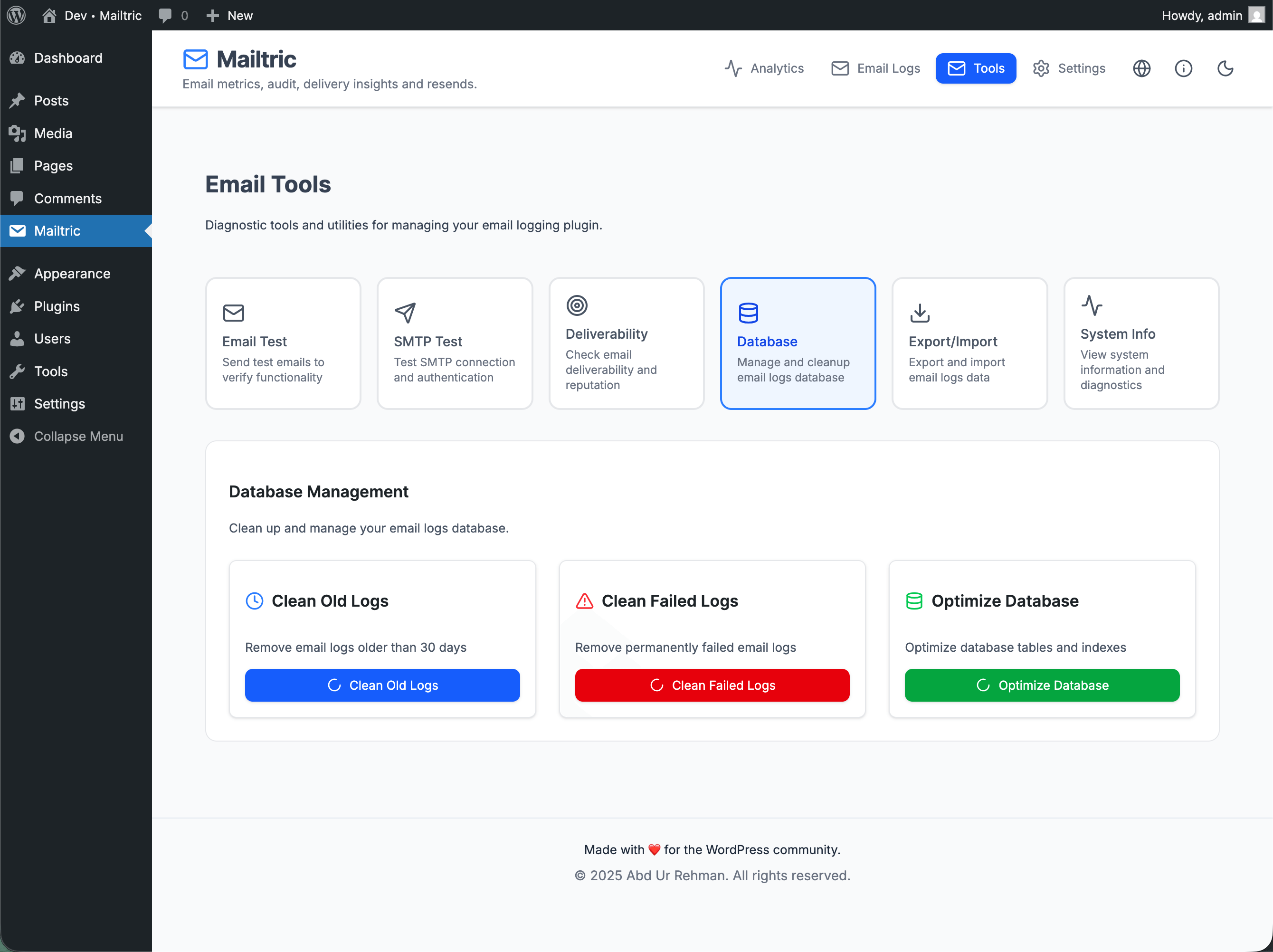 **Performance** – batch size and hourly rate limit configuration.