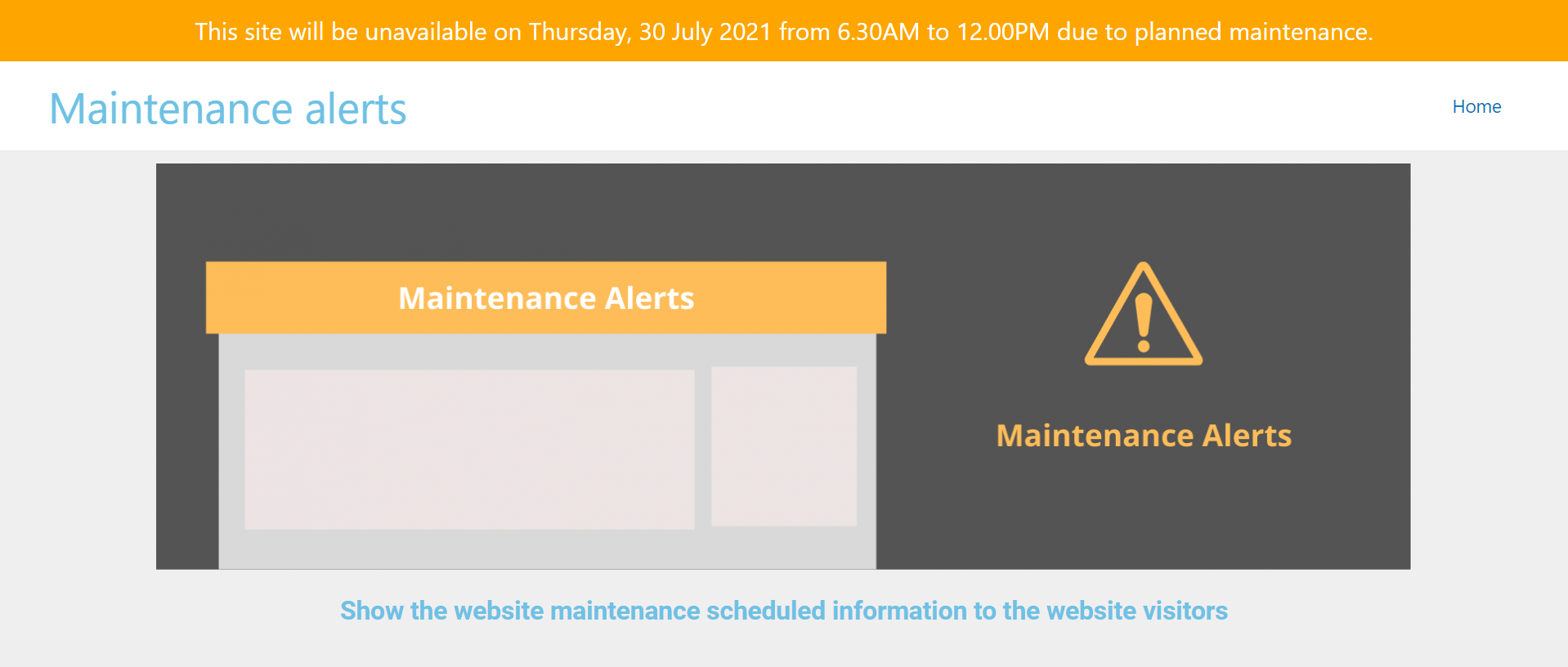 How the alert appears on the website
