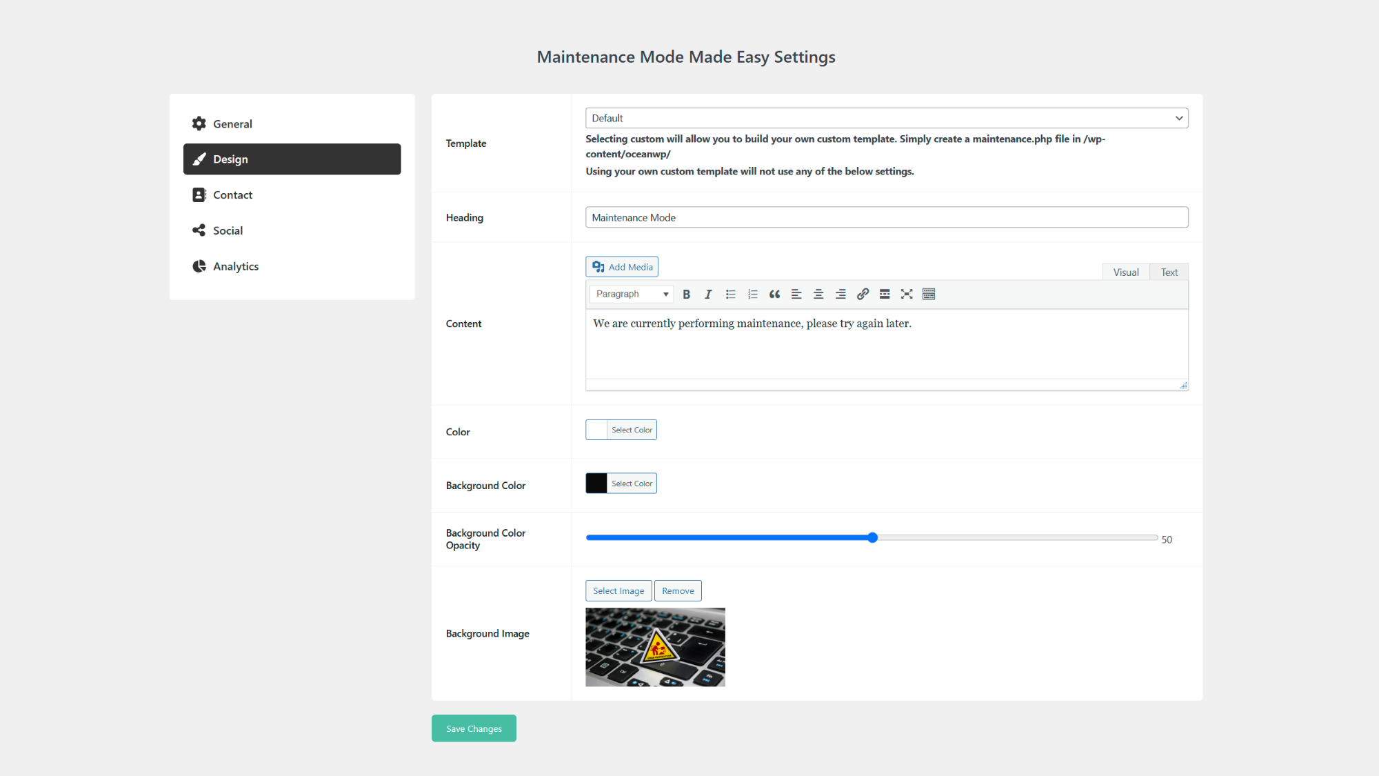 Design Settings