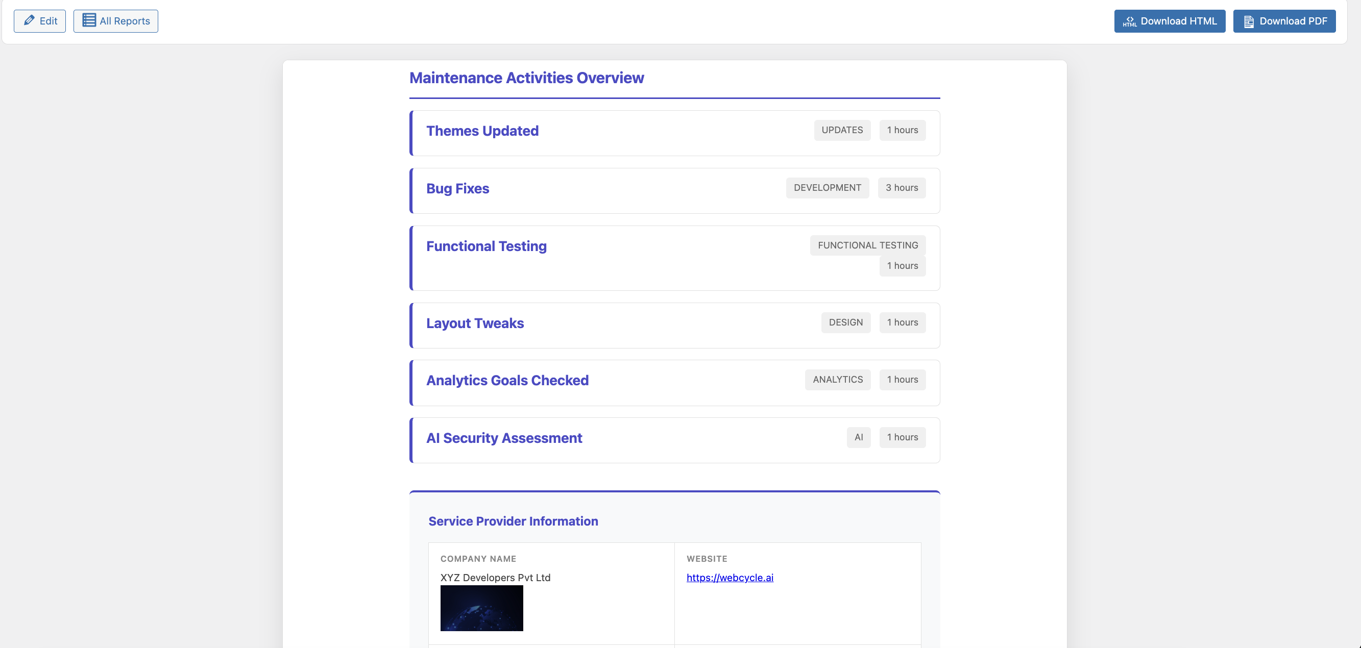 Report Template - Technical Datasheet