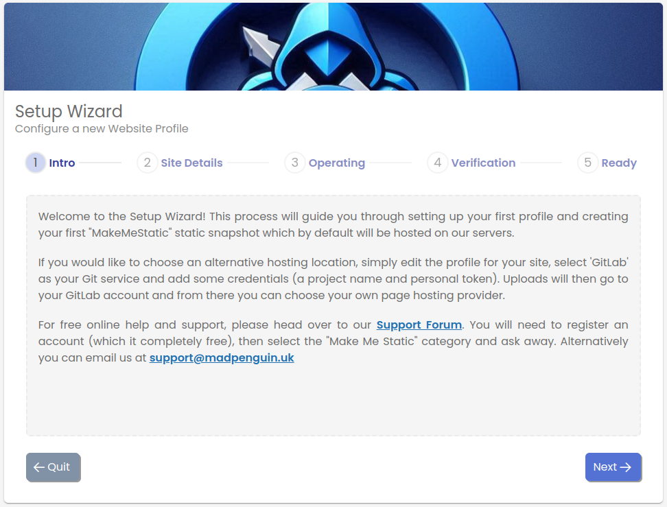 Setup Wizard Frame, Intro
