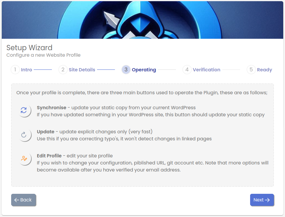 Setup Wizard Frame, Operating Instructions