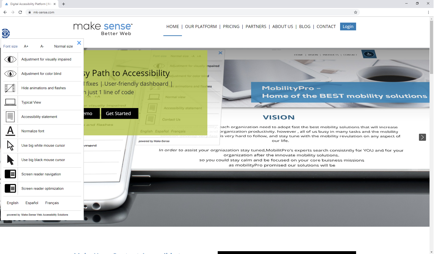 A-Web menu