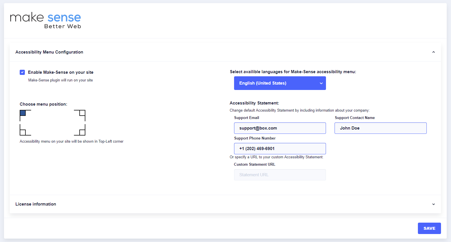General settings