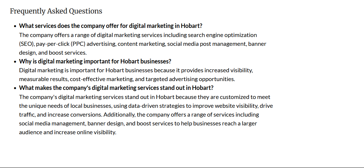 Display of FAQs in Post / Page