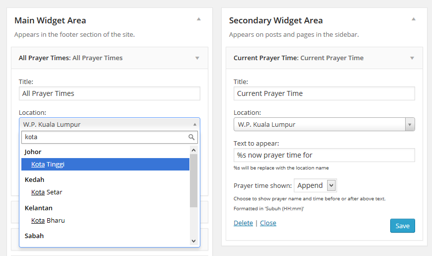 Easy to use widget settings.