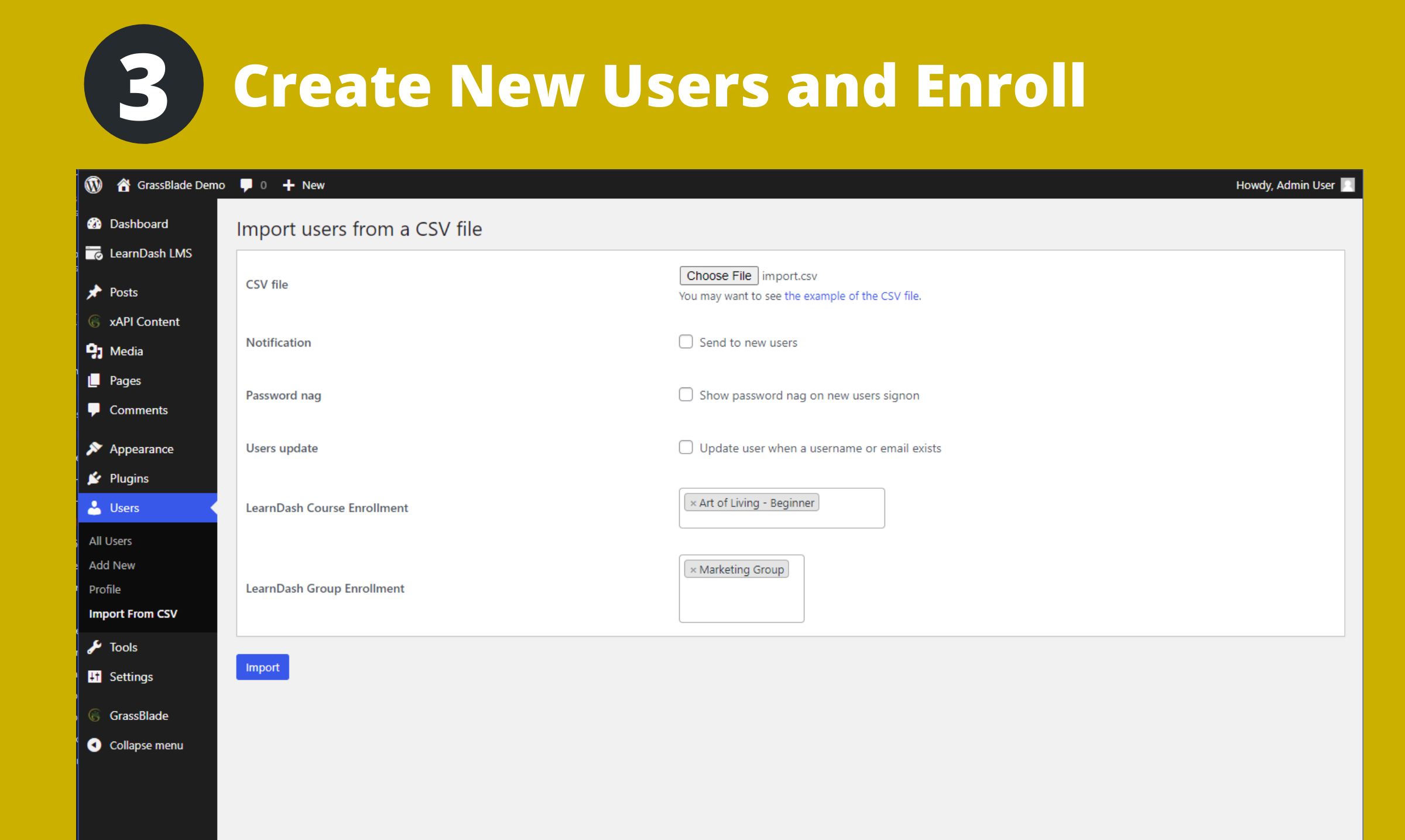 Create New users and enroll