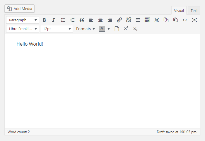 Wordpress TinyMCE editor with added buttons.