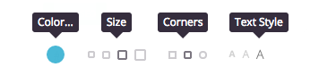 Additional options for each button allow you to control it's size, corner rounding, and text style