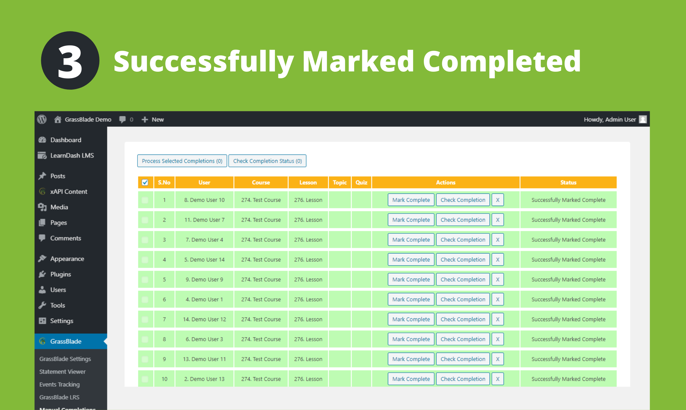 Marking Completions