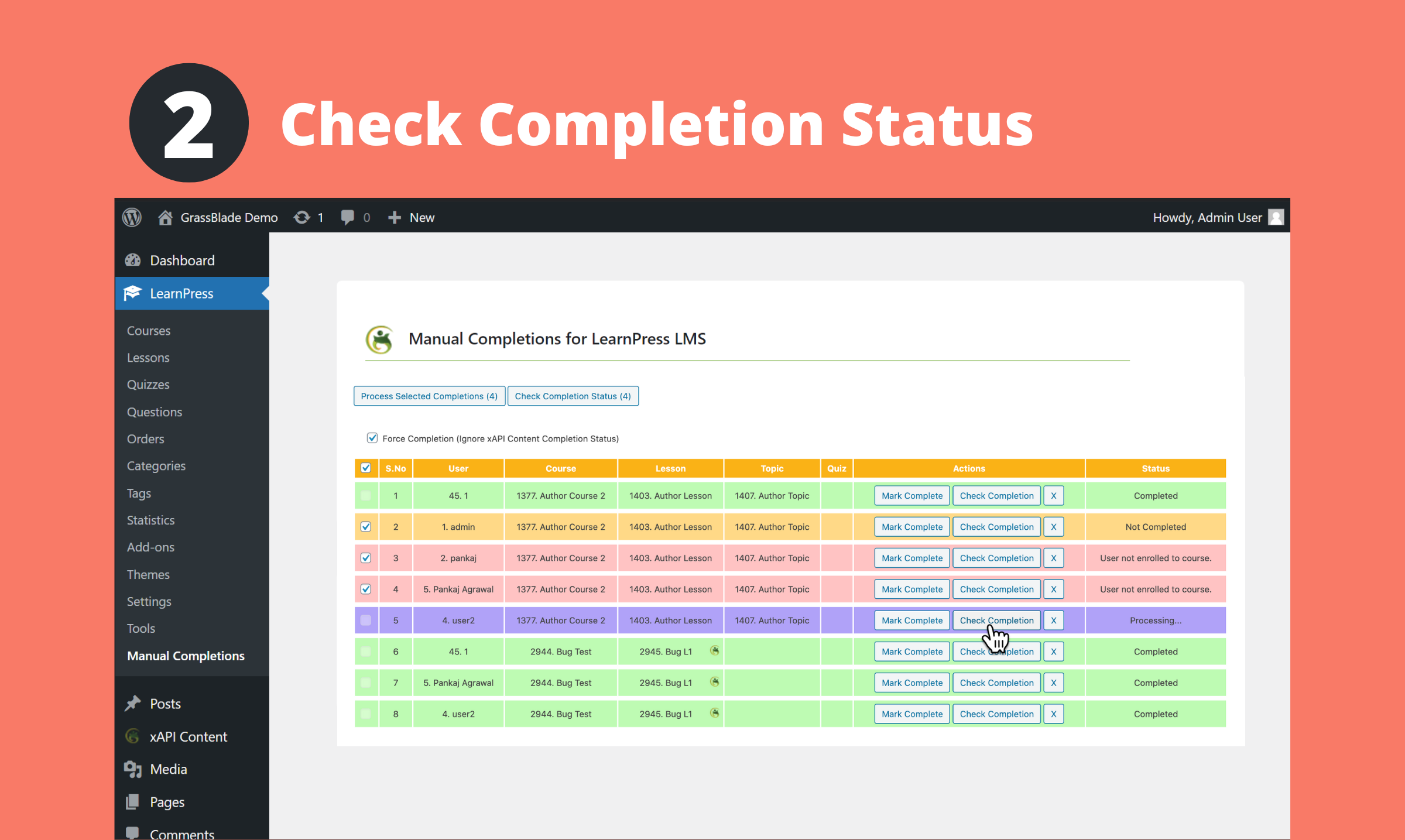 Checking Completion status
