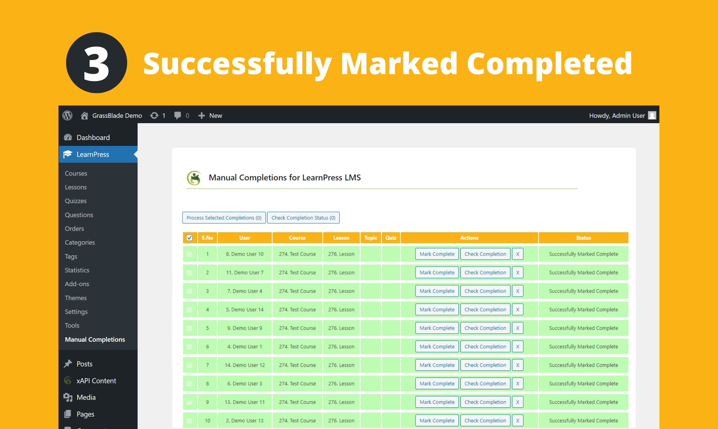 Marking Completions