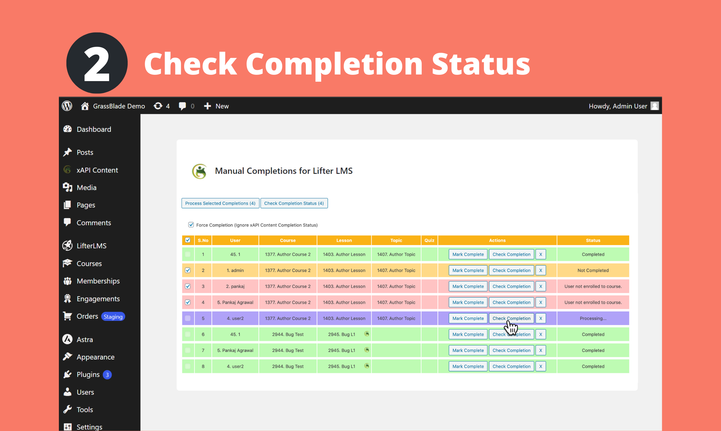 Checking Completion status