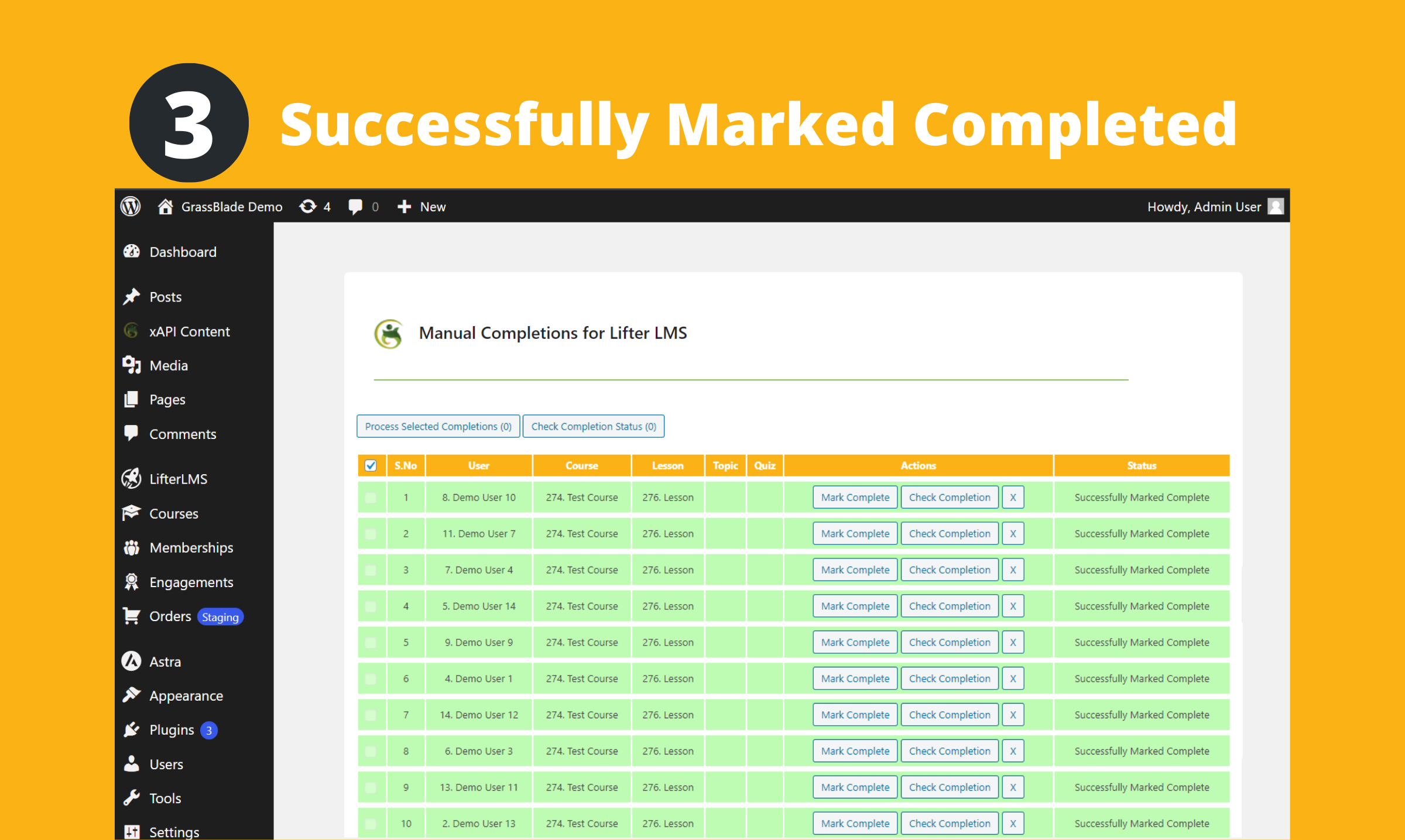 Marking Completions